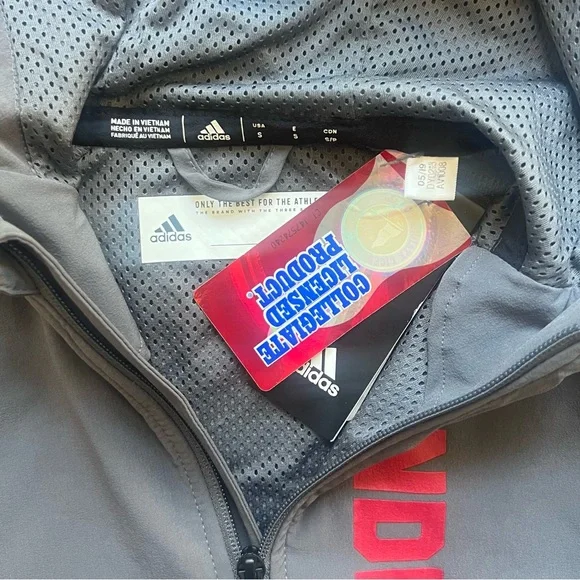 Indiana University Adidas Gray Hooded Jacket full zip jacket - Picture 2 of 8